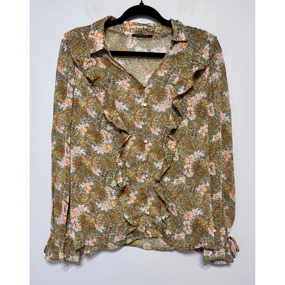 Tahari Fairycore Blouse Size Large Fairycore Elven‎ Cottagecore Prairie Romantic